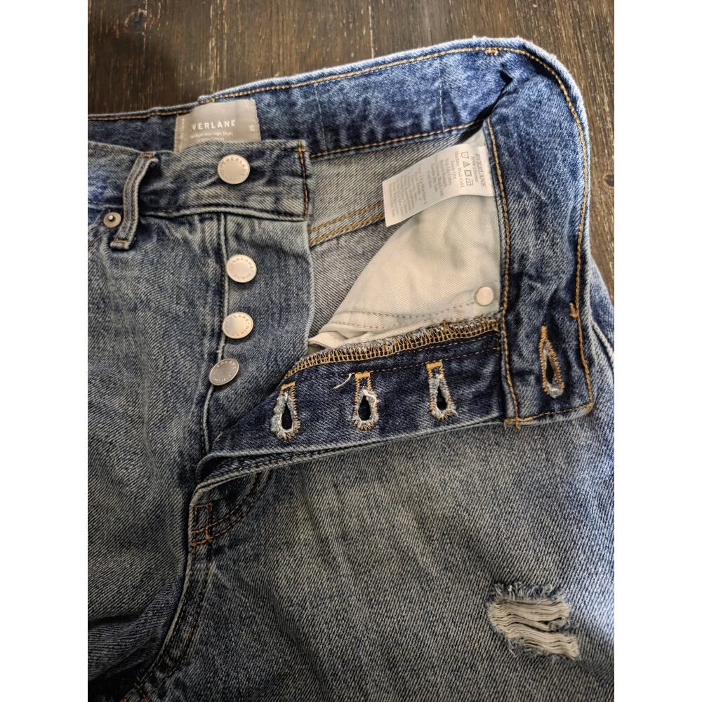 Everlane The Rigid Way High Short Organic Cotton Denim Cutoff Distressed Shorts - Picture 8 of 10